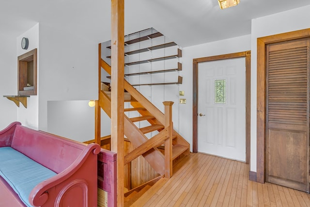 912 Levelgreen Rd, Lancaster, VA 22503 - foyer featuring light wood finished floors and stairway