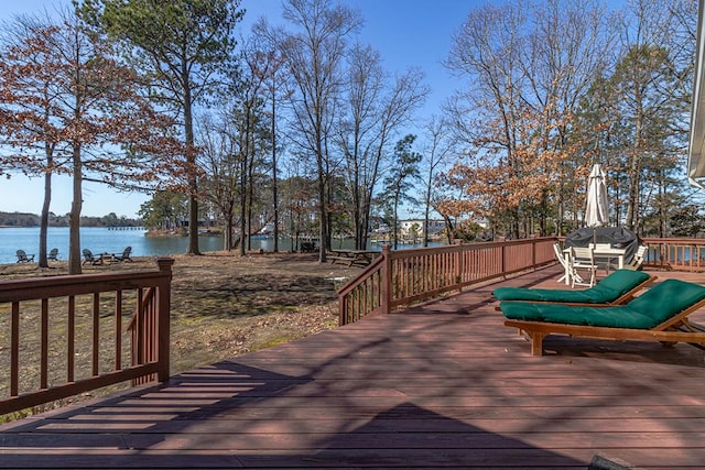 deck with a water view