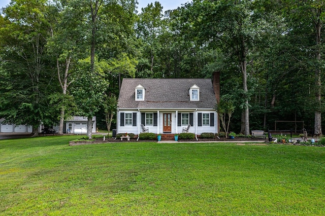 3503 Canal Rd, Farnham, VA 22460 - cape cod-style house with a front yard, a chimney, and roof with shingles