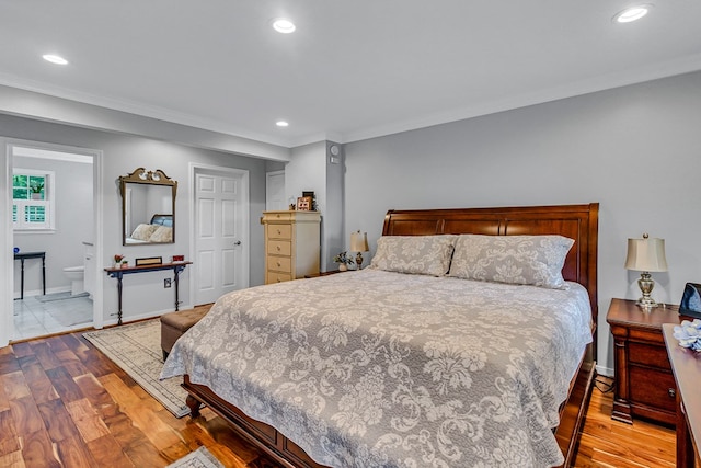 3503 Canal Rd, Farnham, VA 22460 - bedroom with ornamental molding, wood finished floors, recessed lighting, and ensuite bathroom
