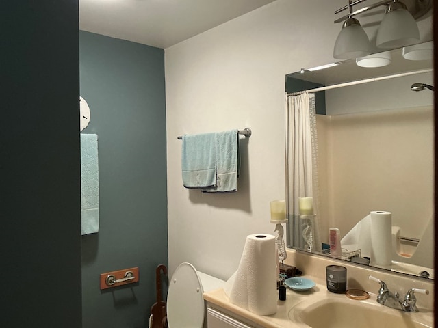 2884 Lake Rd, Lottsburg, VA 22511 - bathroom featuring a sink, toilet, and curtained shower