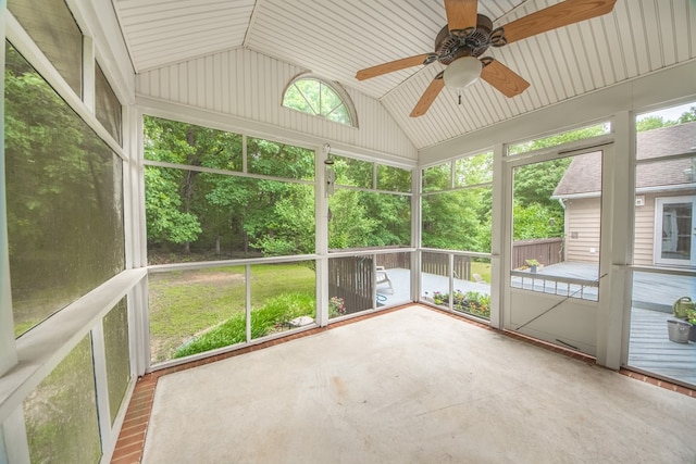 1851 Desha Rd, Tappahannock, VA 22560 - unfurnished sunroom with vaulted ceiling and ceiling fan