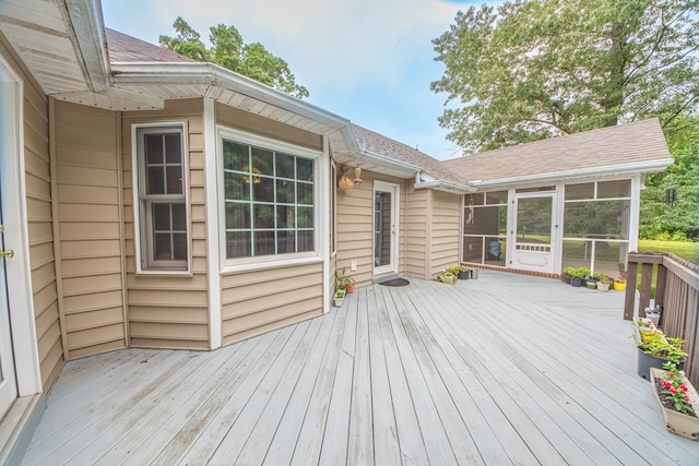 1851 Desha Rd, Tappahannock, VA 22560 - wooden deck featuring a sunroom