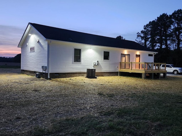 2976 Newmans Neck Rd, Heathsville, VA 22473 - rear view of property with crawl space and a deck