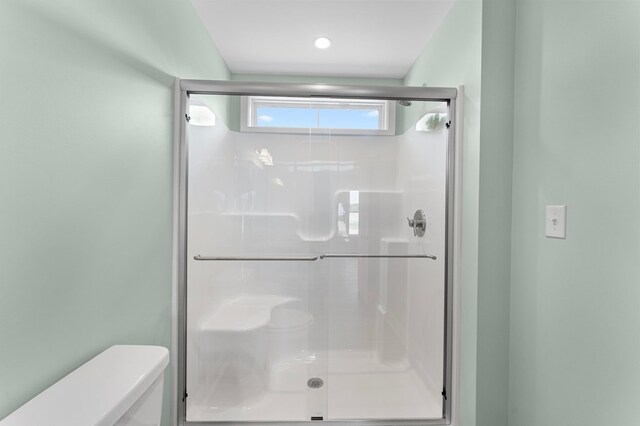2976 Newmans Neck Rd, Heathsville, VA 22473 - bathroom with toilet and a stall shower