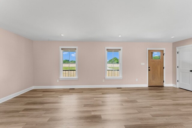 2976 Newmans Neck Rd, Heathsville, VA 22473 - entrance foyer with baseboards, light wood finished floors, and recessed lighting