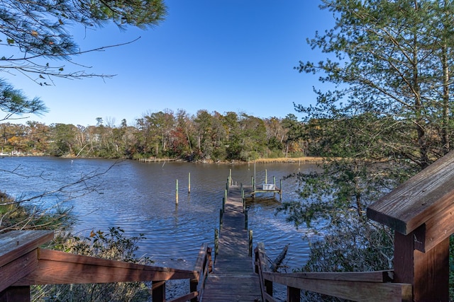 view of dock featuring a water view