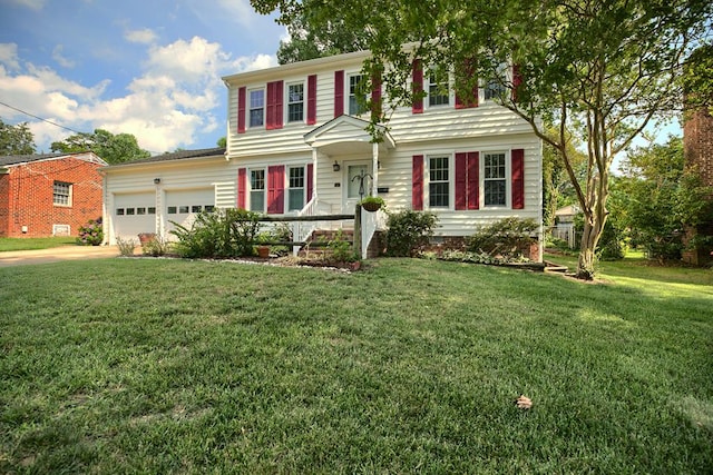 94 Arcadia Dr, Newport News, VA 23608 - colonial inspired home with a garage, a front yard, and concrete driveway