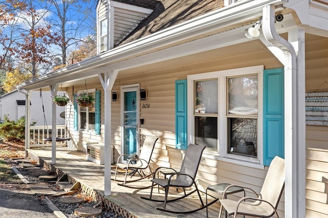 deck with covered porch