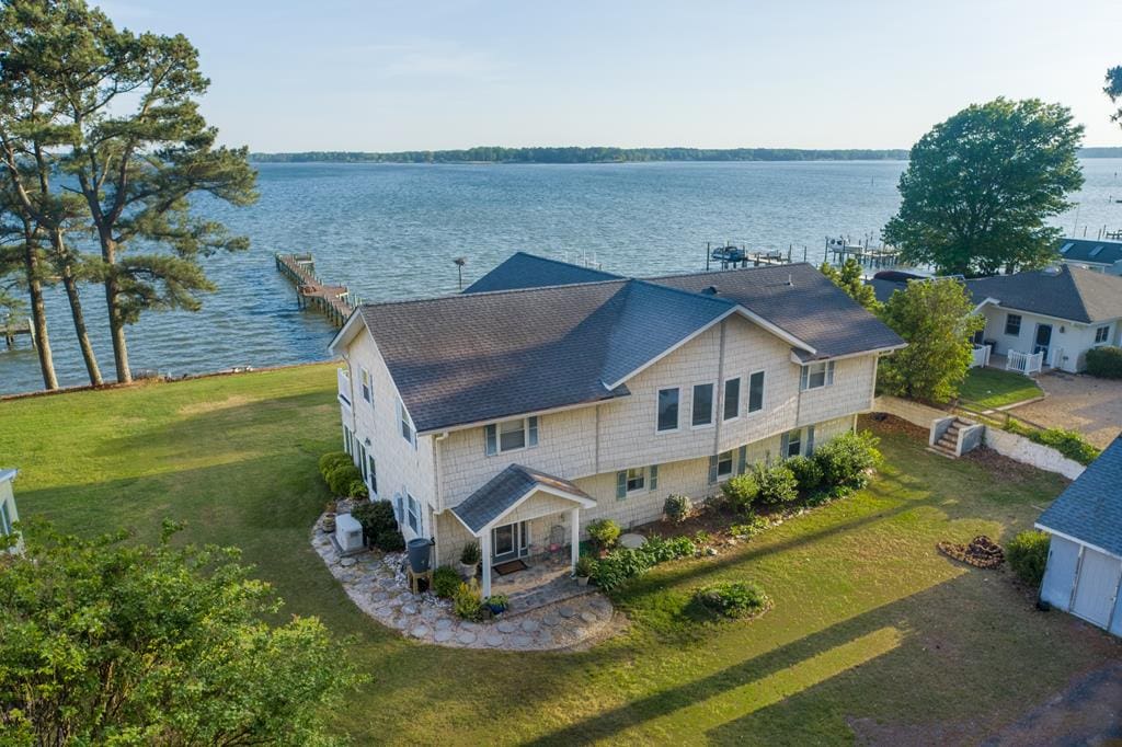 exterior space featuring a water view