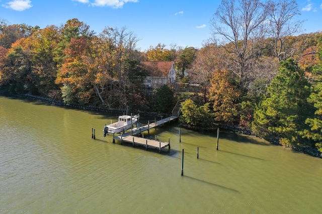 view of dock featuring a water view