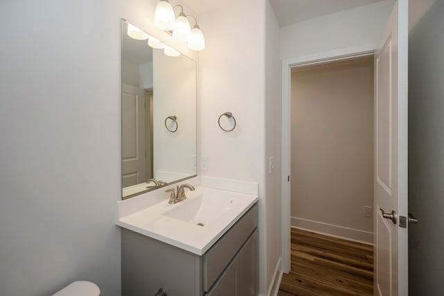 405 Cedar Ln, Colonial Beach, VA 22443 - half bathroom with vanity and wood finished floors