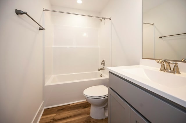405 Cedar Ln, Colonial Beach, VA 22443 - full bathroom featuring wood finished floors, vanity, shower / washtub combination, and recessed lighting