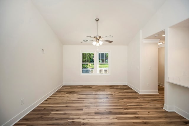 405 Cedar Ln, Colonial Beach, VA 22443 - spare room with a ceiling fan, wood finished floors, and lofted ceiling
