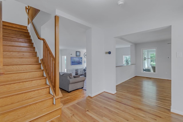 entrance foyer with light wood-type flooring