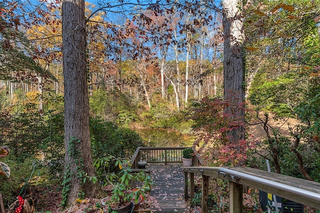 view of yard featuring a wooden deck