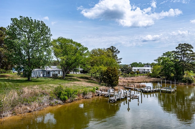 view of dock featuring a water view