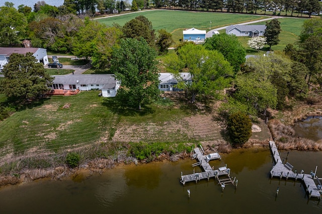 bird's eye view featuring a water view