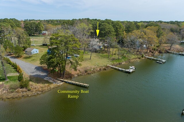 403 Moores Creek Dr, Deltaville, VA 23043 - aerial view of property's location featuring a nearby body of water