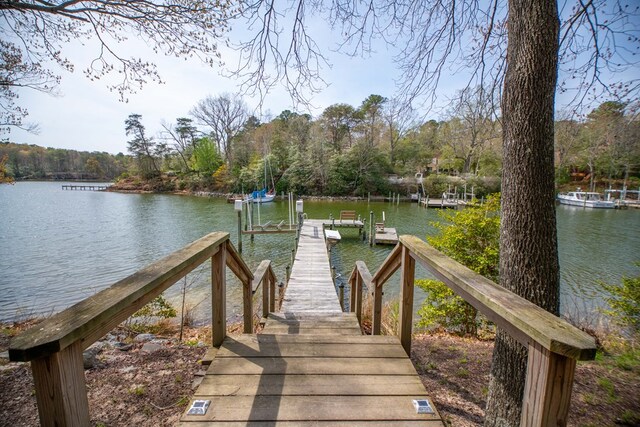 403 Moores Creek Dr, Deltaville, VA 23043 - dock with a water view and a forest view