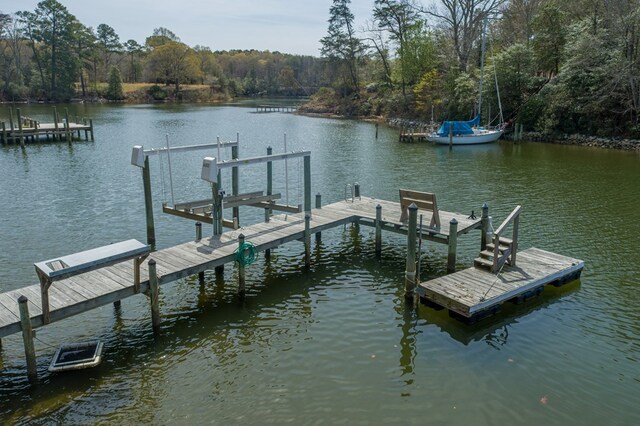 403 Moores Creek Dr, Deltaville, VA 23043 - dock area with a water view and a view of trees
