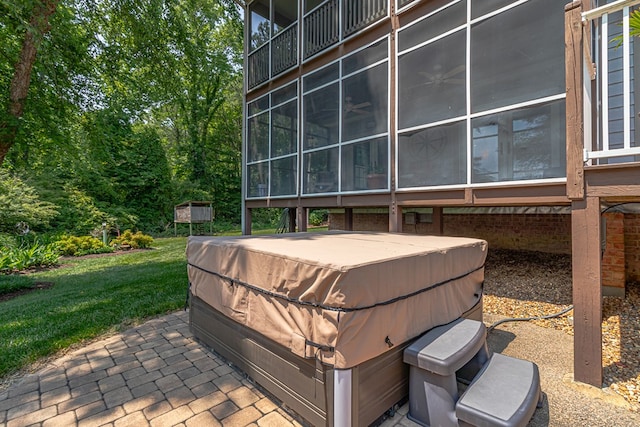 324 Bayberry Ln, Reedville, VA 22539 - view of patio / terrace featuring a hot tub