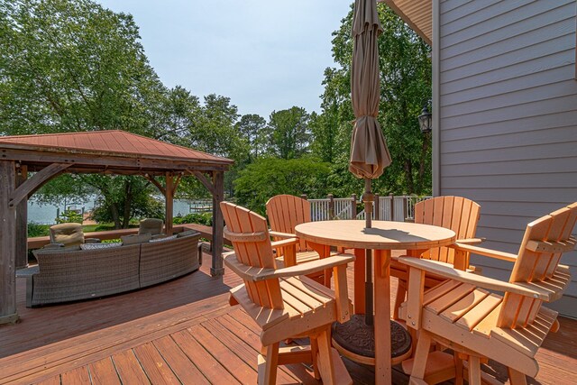 324 Bayberry Ln, Reedville, VA 22539 - deck with an outdoor living space, outdoor dining space, and a gazebo