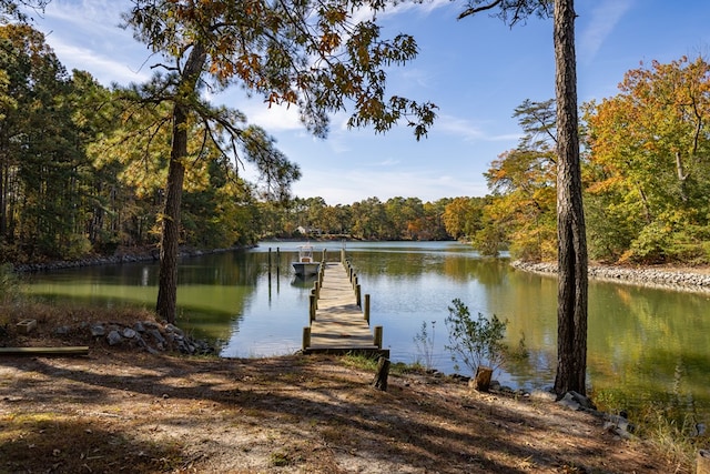 view of dock featuring a water view