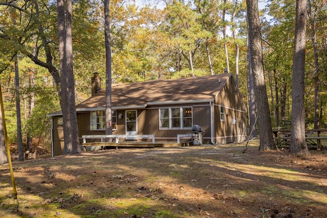 view of front of home with a deck