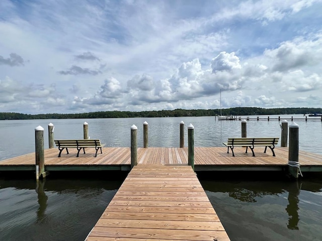 view of dock featuring a water view