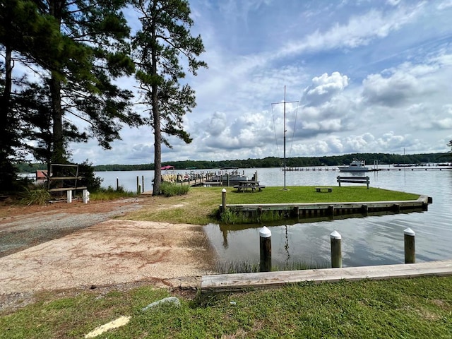 view of dock featuring a water view