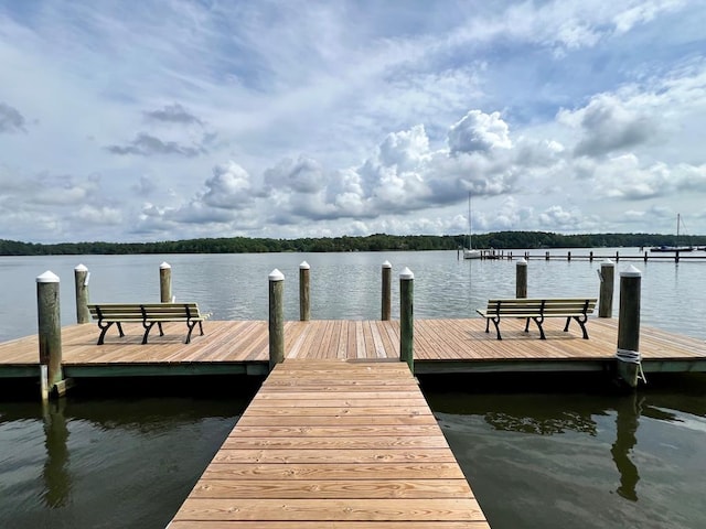 view of dock featuring a water view