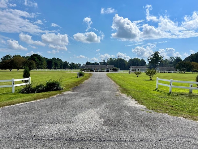 view of road with a rural view