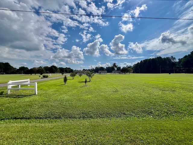 view of community with a rural view and a yard