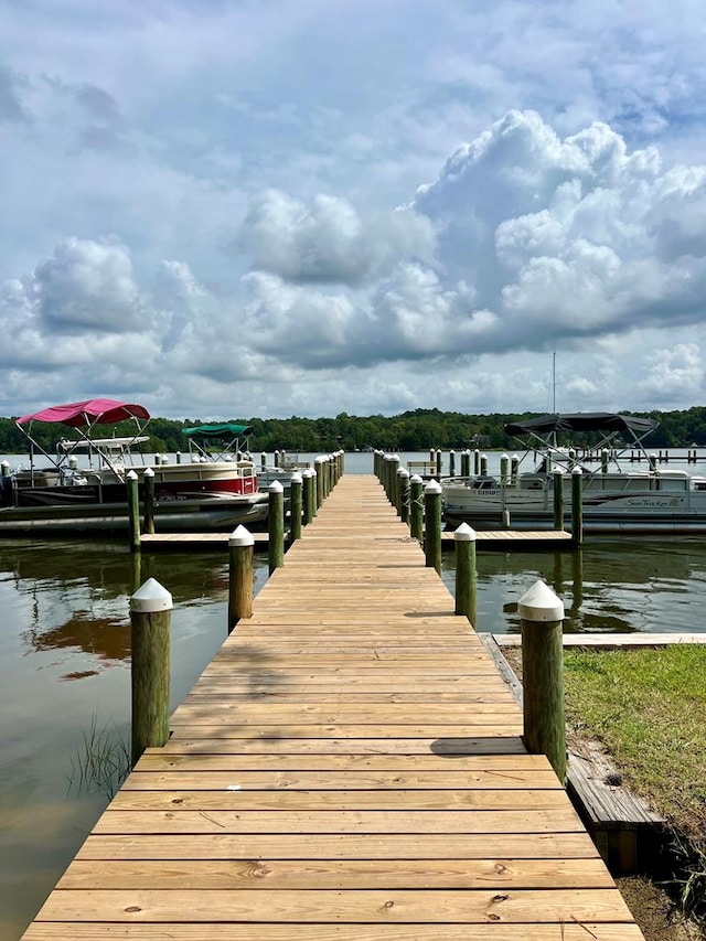 view of dock featuring a water view