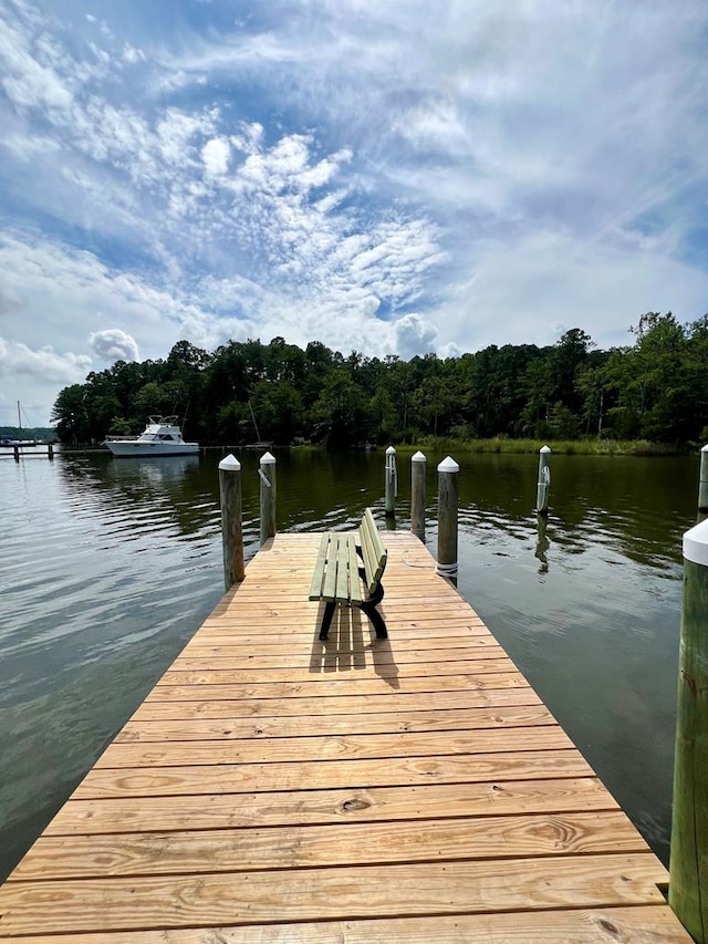 view of dock featuring a water view