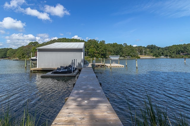 dock area featuring a water view