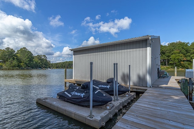 view of dock featuring a water view