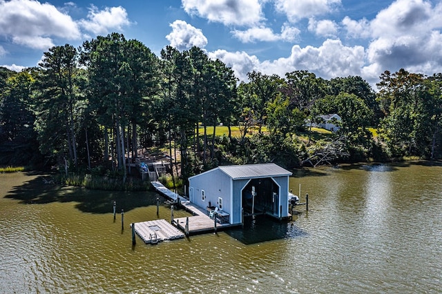 view of dock featuring a water view