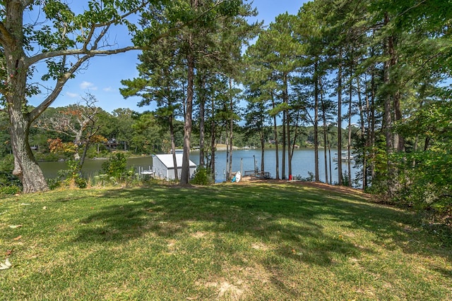 view of yard with a water view