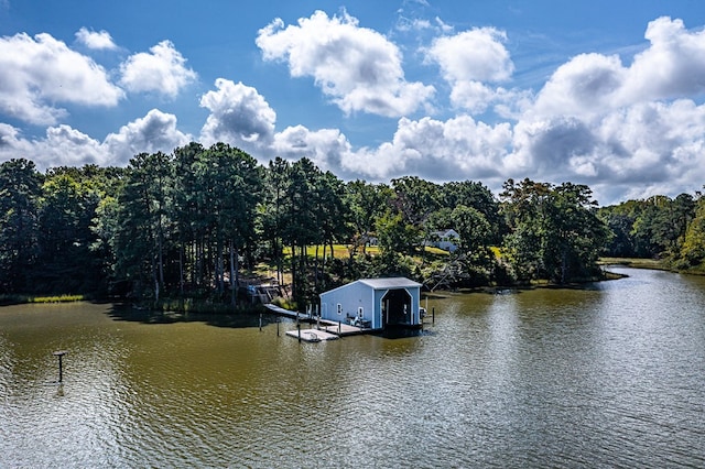 water view featuring a boat dock