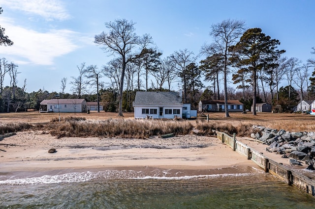 view of yard with a water view