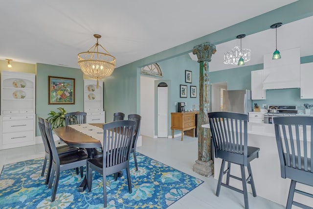 dining room featuring an inviting chandelier