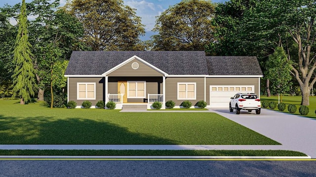 00 Glebe Rd, Montross, VA 22520 - single story home featuring covered porch, a garage, driveway, and a front yard