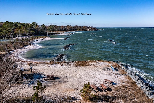 view of water feature with a view of the beach