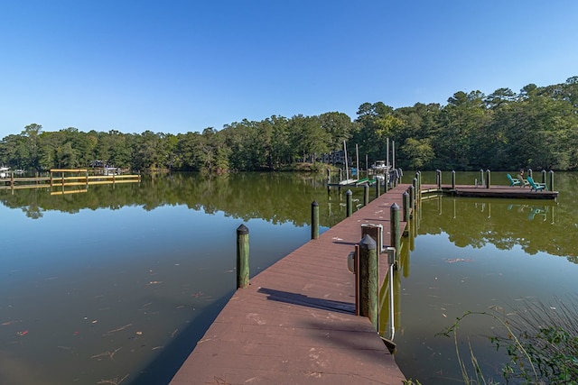 view of dock featuring a water view