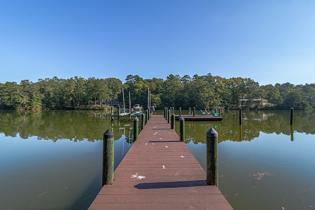 view of dock featuring a water view