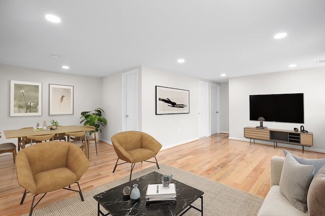 living room featuring light wood-type flooring