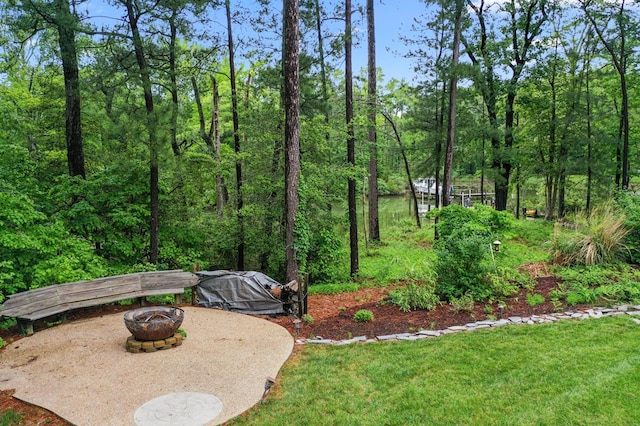 586 Kingscote Dr, Lottsburg, VA 22511 - view of green lawn with an outdoor fire pit
