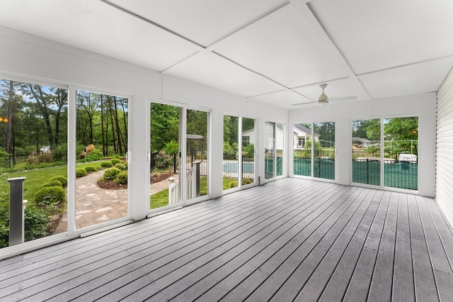 586 Kingscote Dr, Lottsburg, VA 22511 - unfurnished sunroom with ceiling fan and plenty of natural light
